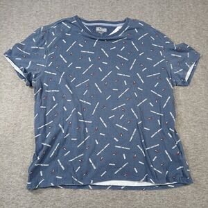 Tommy Hilfiger‎ Logo Blue Denim Men's Large 100% Cotton Short Sleeve Top